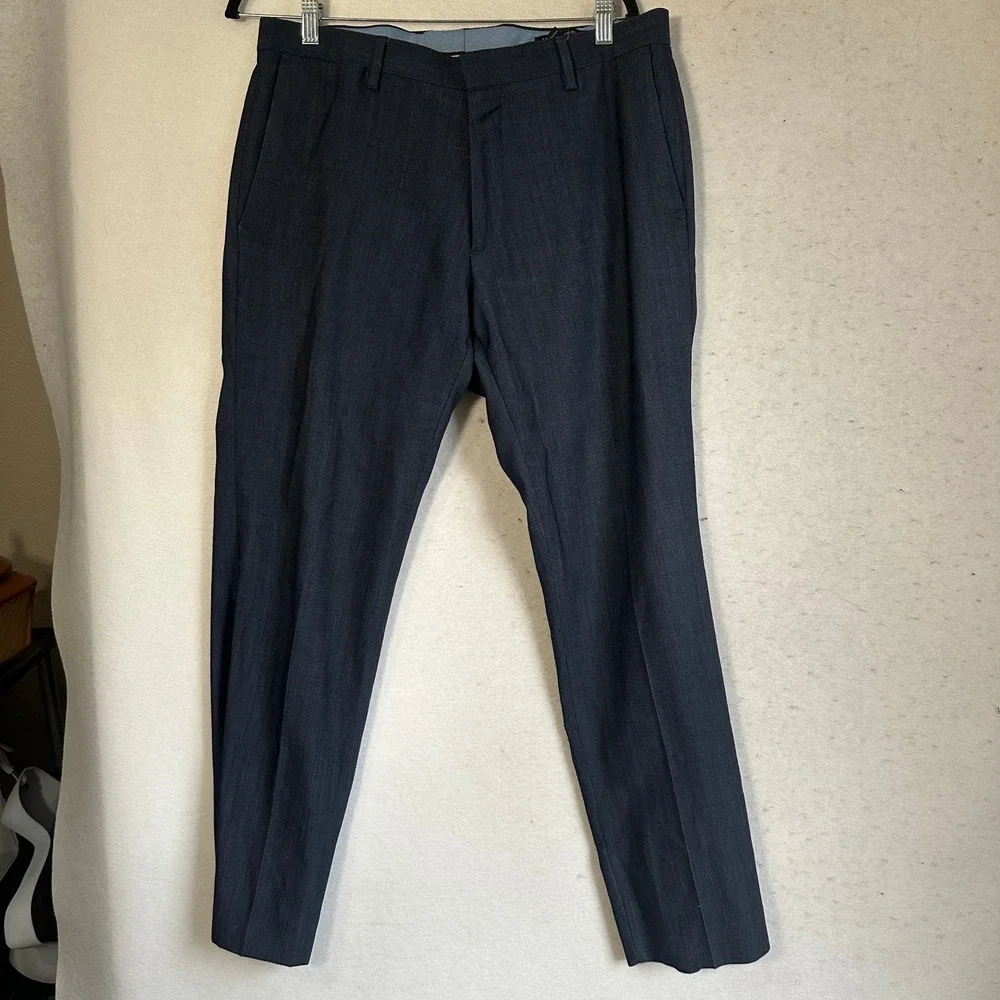 Banana Republic Mens 33x30 Slim Fit Navy Blue 100% Wool Dress‎ Pants Trousers